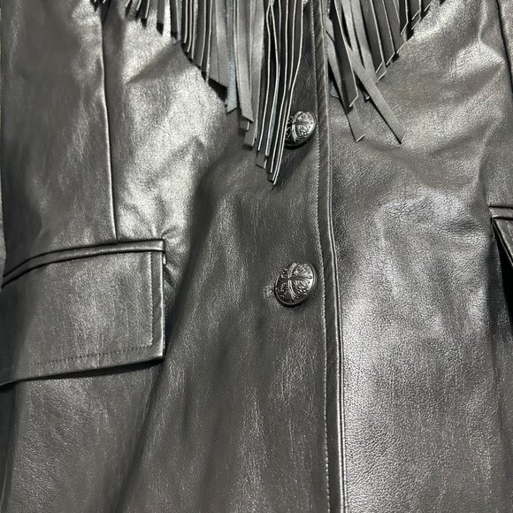 Oyrosy Womens Large Genuine black fringed Jacket Blazer Casual - Picture 4 of 11